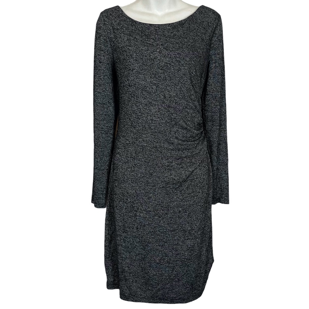 Ann Taylor Loft Space Gray Stretch Knit Women's Long Sleeve Knee Length Dress M